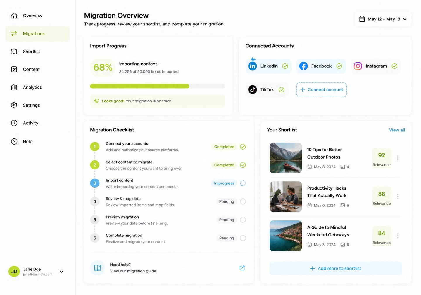 Migration view showing social media tools being replaced by a single creator workspace