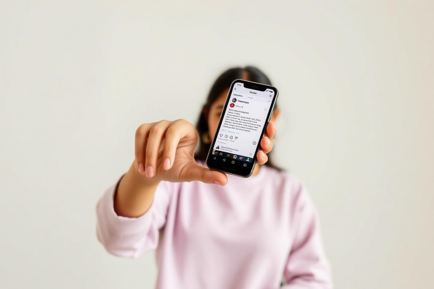 Creator holding a smartphone showing an Instagram comment thread being answered automatically