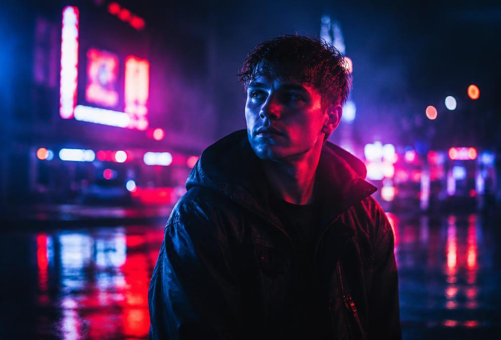 Cyber-Glow Noir Portrait — Pixalera photo prompt
