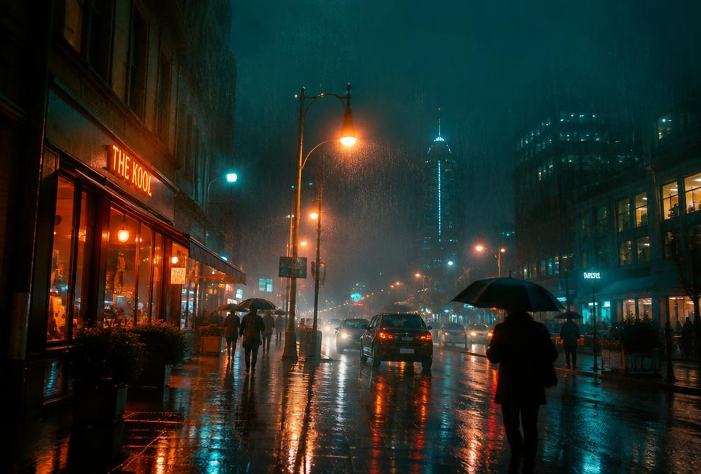 Cinematic Rain Street — Pixalera photo prompt